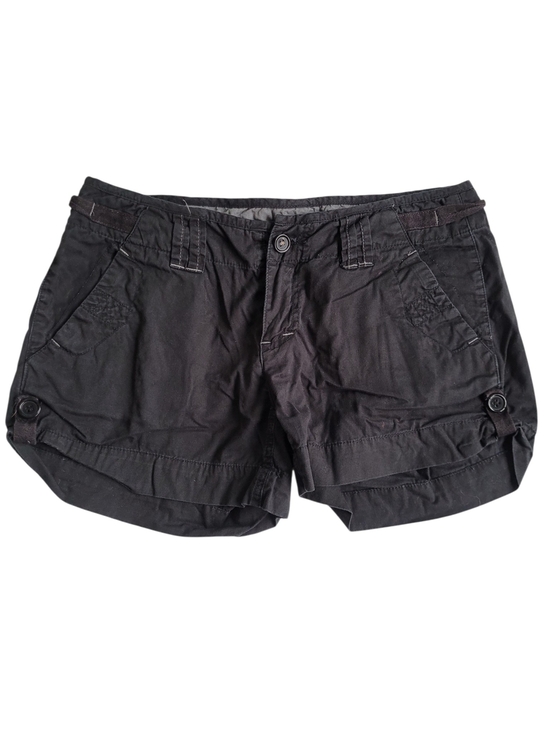 Vintage Pants - Vintage Y2K Low Rise Short Cargo Shorts Topstitching Black Medium Grunge